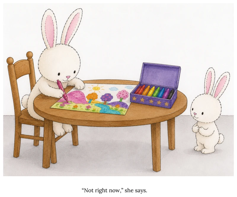A page from Mitzy and the Trouble with Sharing