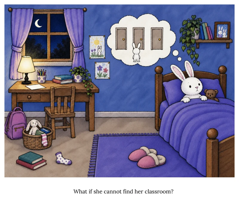 A page from Mitzy and the Trouble with the First Day